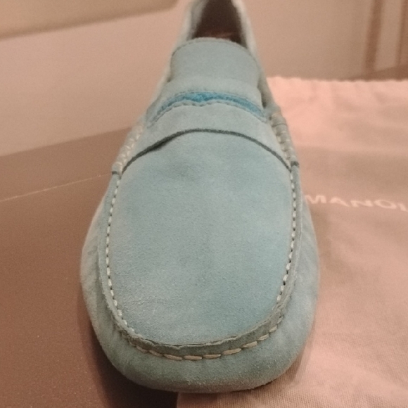 Manolo Blahnik Teal Suede Slip-On Loafers main image 12